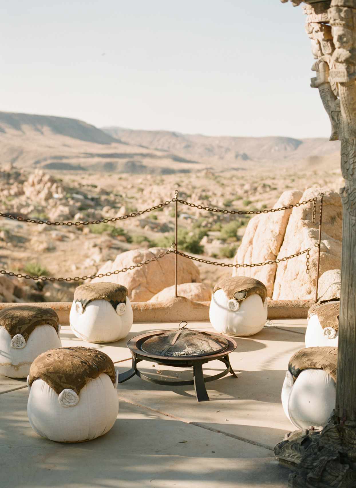 Poufs around fire pit