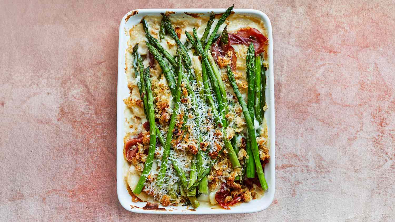 asparagus-potato gratin with proscuitto