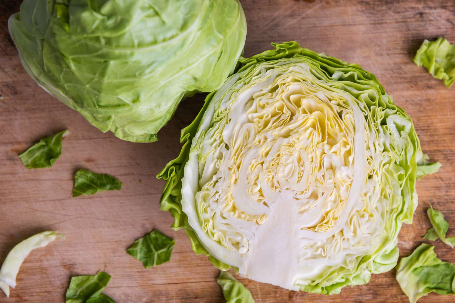 Sliced green cabbage