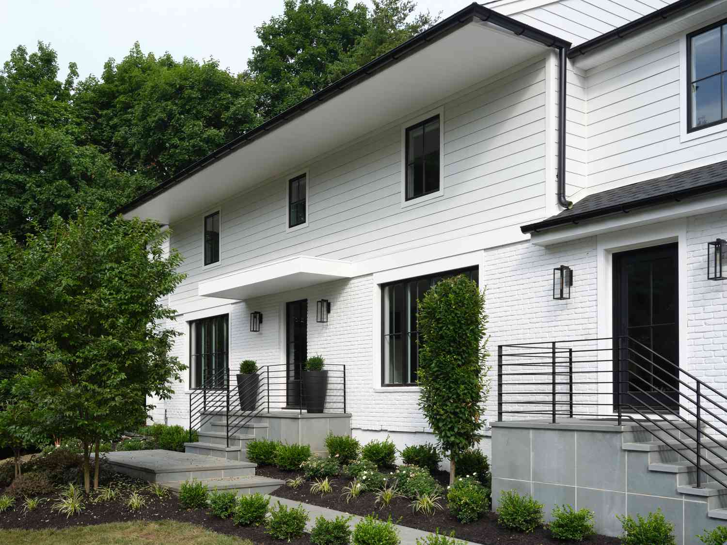 black and white modern front entry