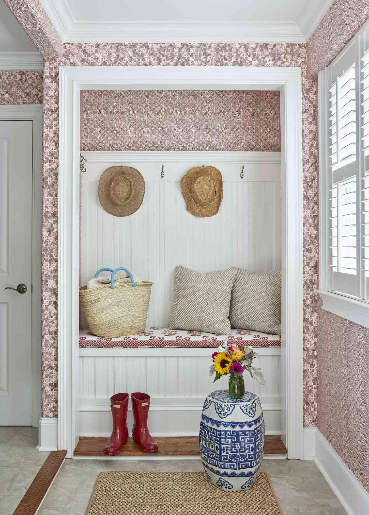mini mudroom idea from closet