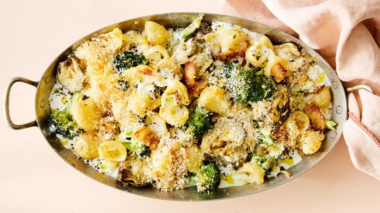 Baked Broccoli-and-Artichoke Shells 