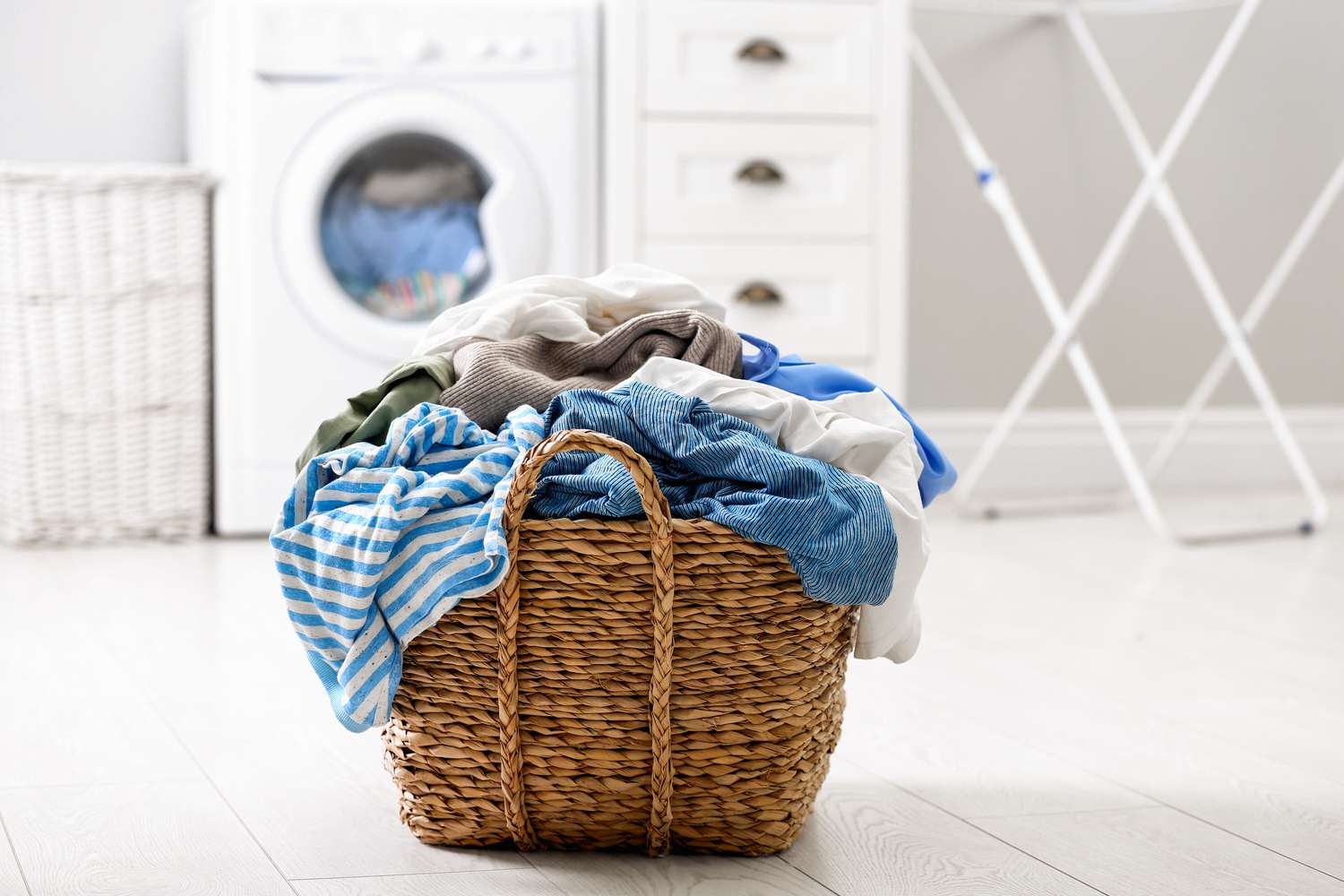 Laundry basket of clothes