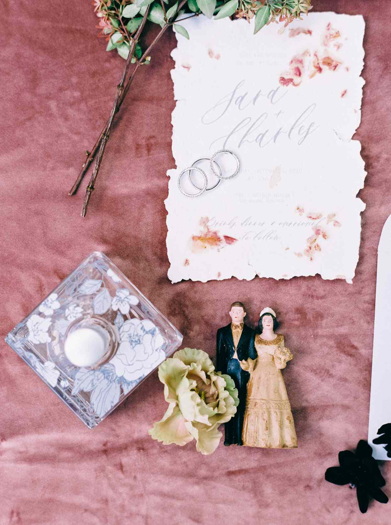 elegant wedding invitations with cake topper