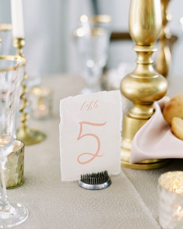 wedding table numbers deckle edged