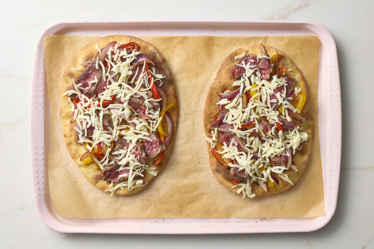 Steak pizza with Peppers and Onion