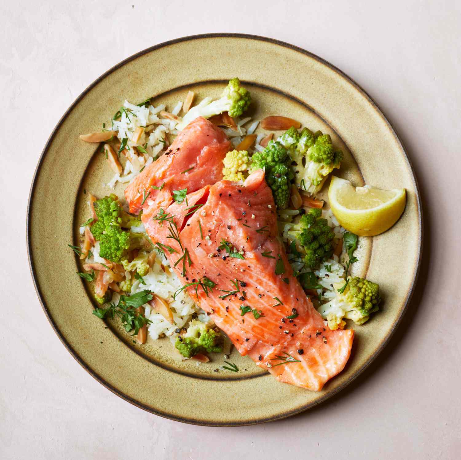 wild salmon romanesco pilaf