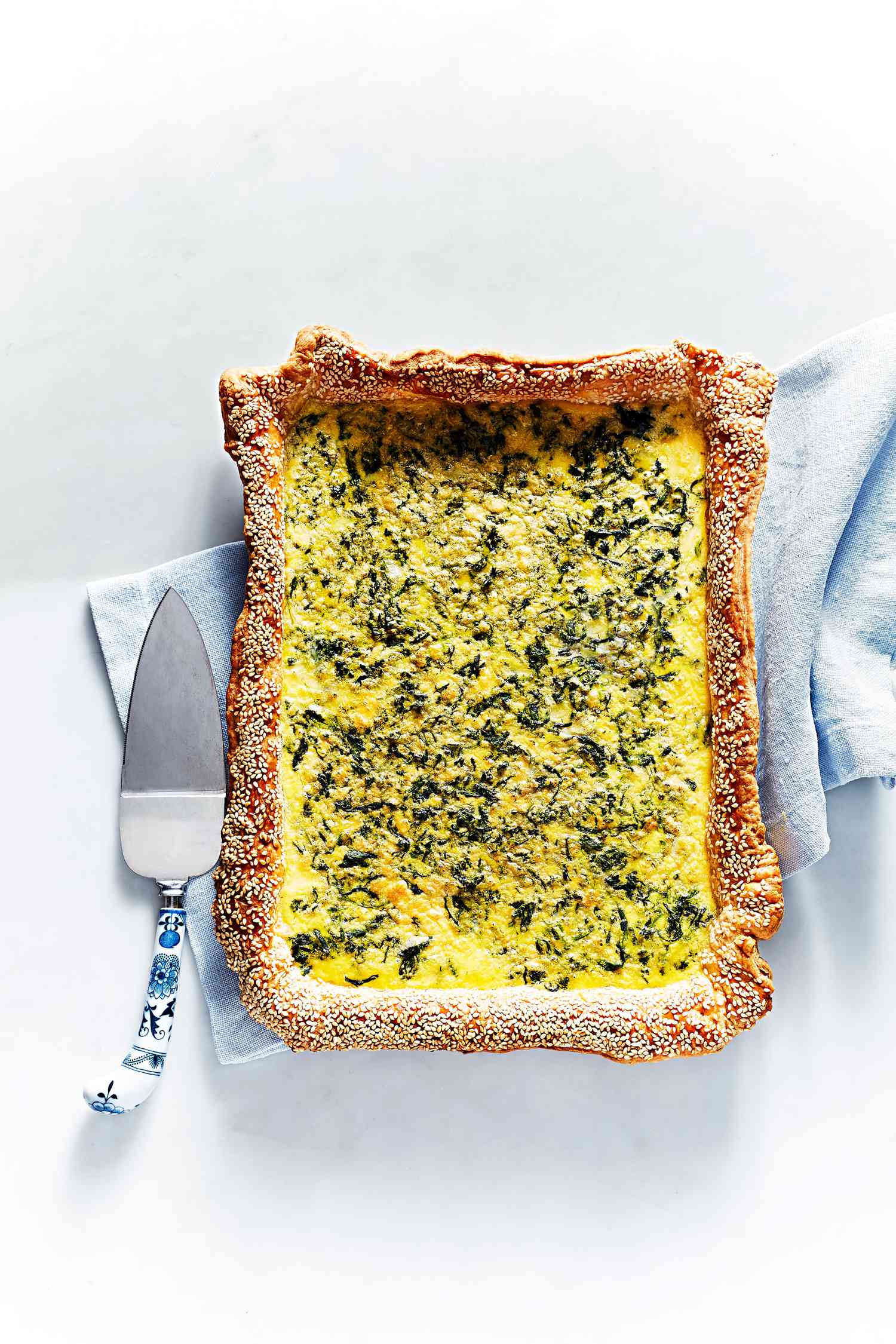 spinach cheddar slab quiche