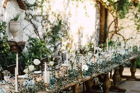 rustic wedding centerpieces greenery candle wooden table