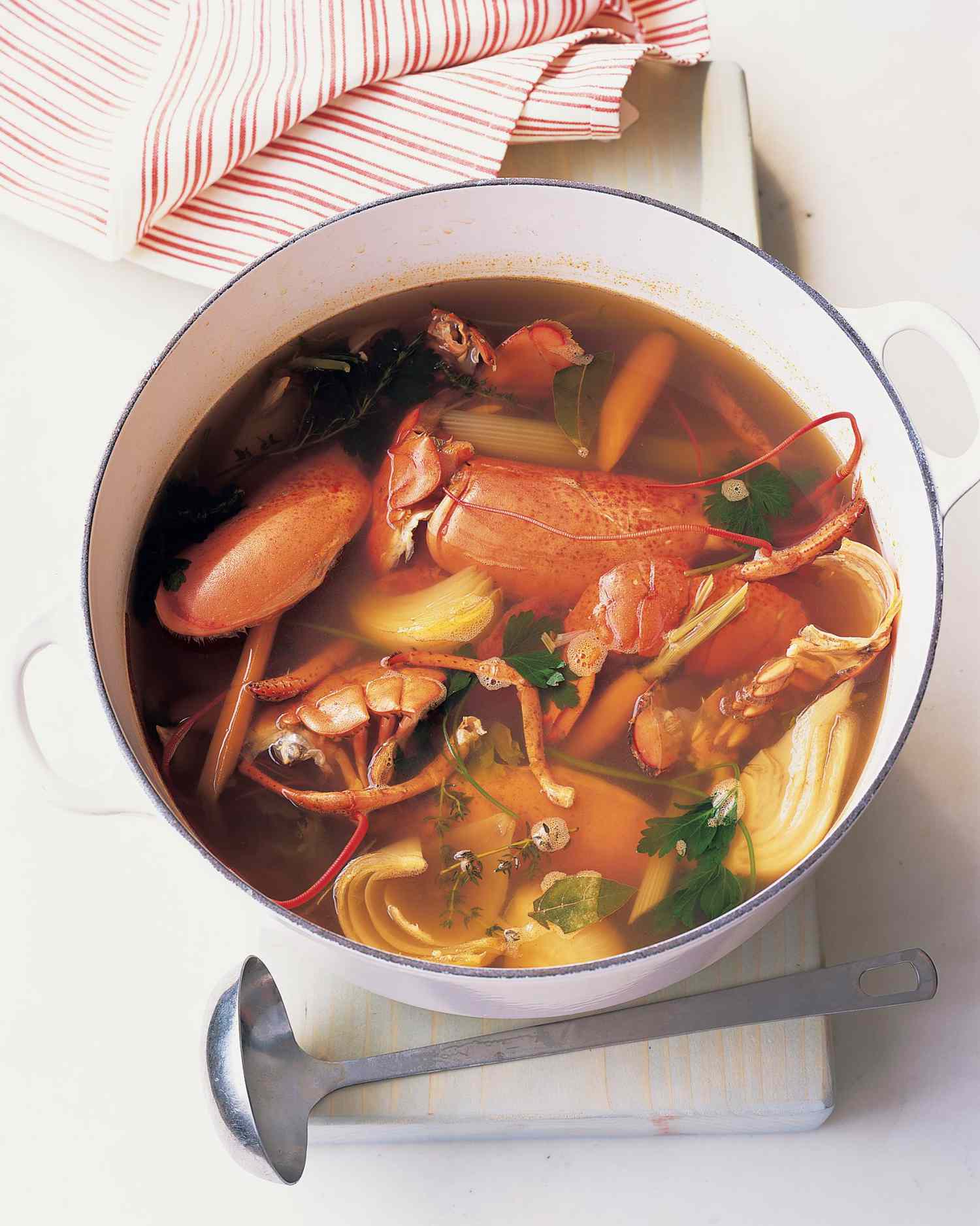 seafood stock in pot