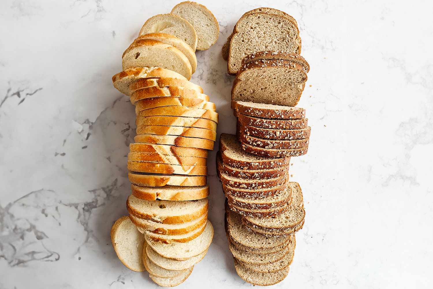 Sliced loaves of bread