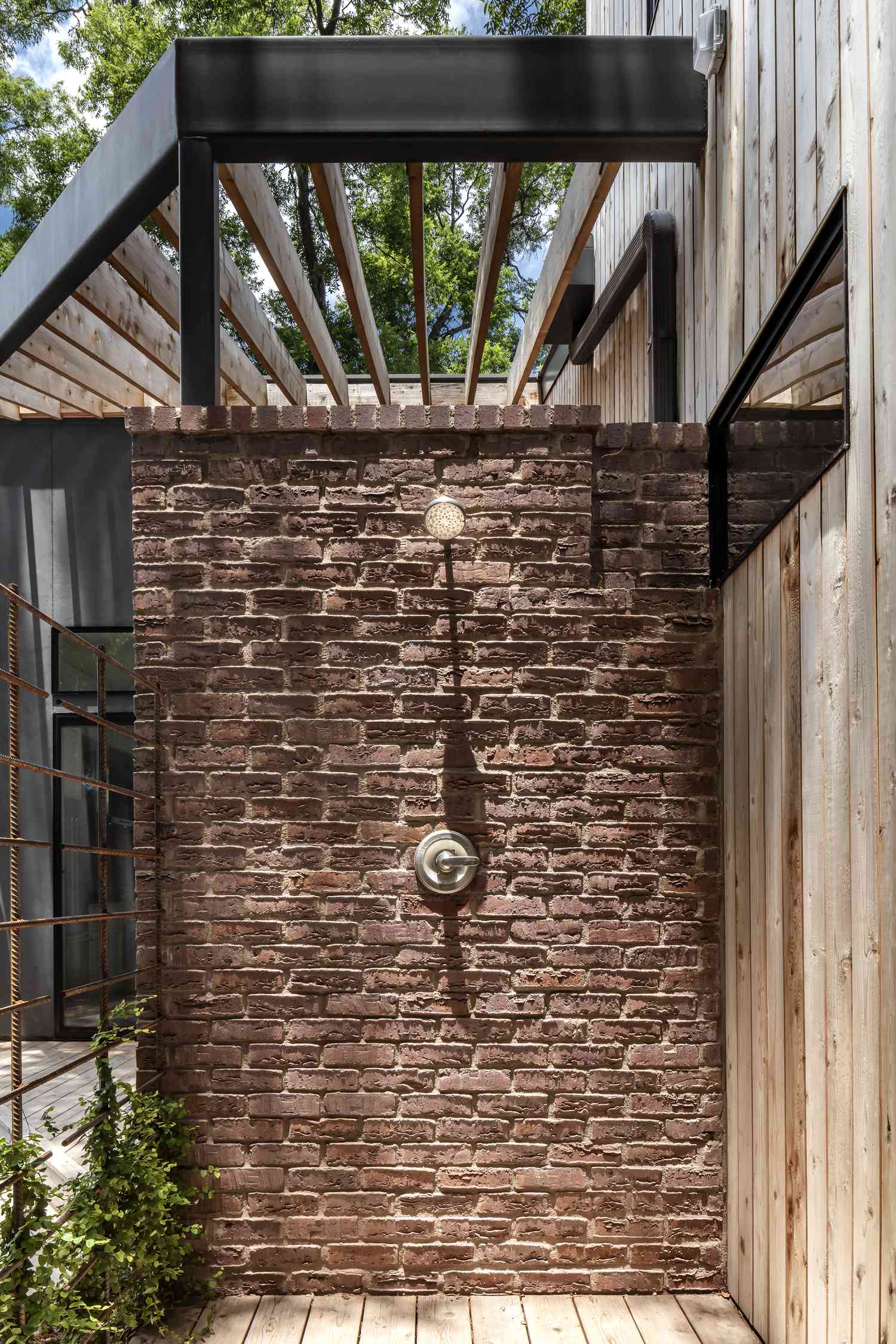 Rustic outdoor shower.