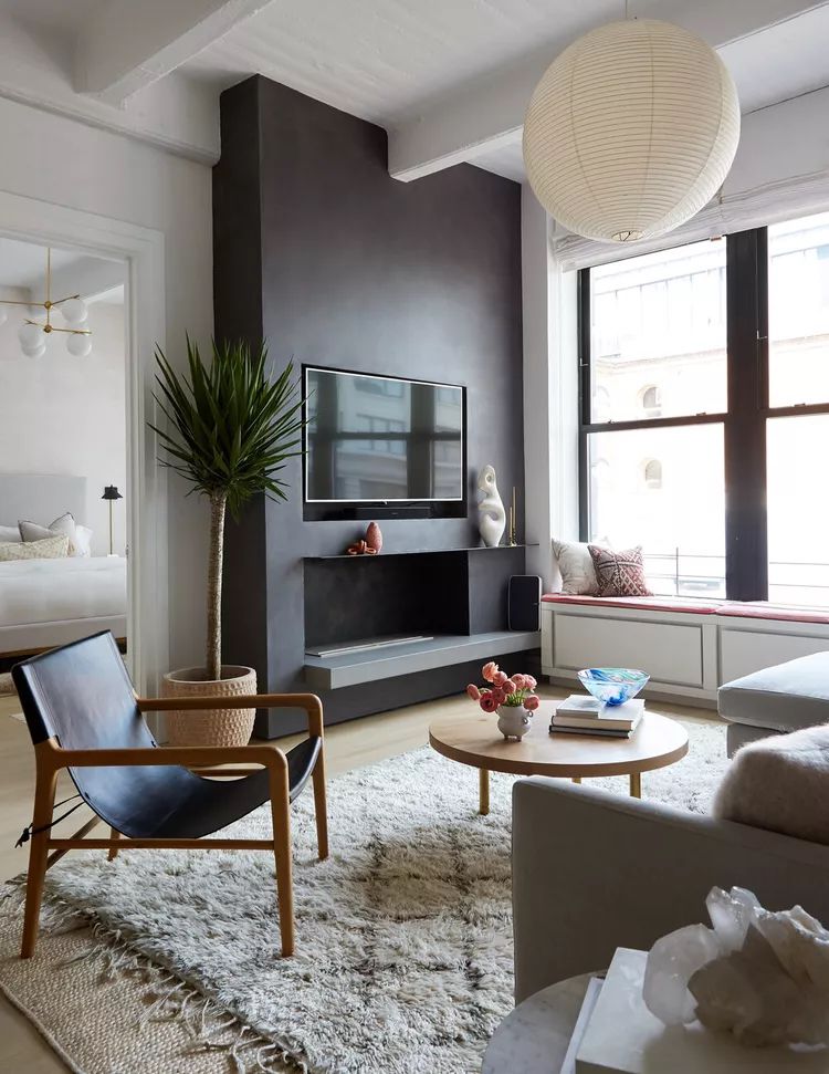 TV Recessed Into Fireplace 