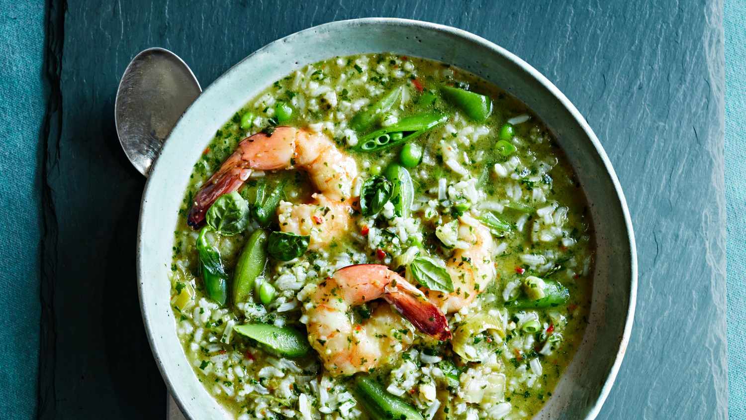 spicy green rice and shrimp
