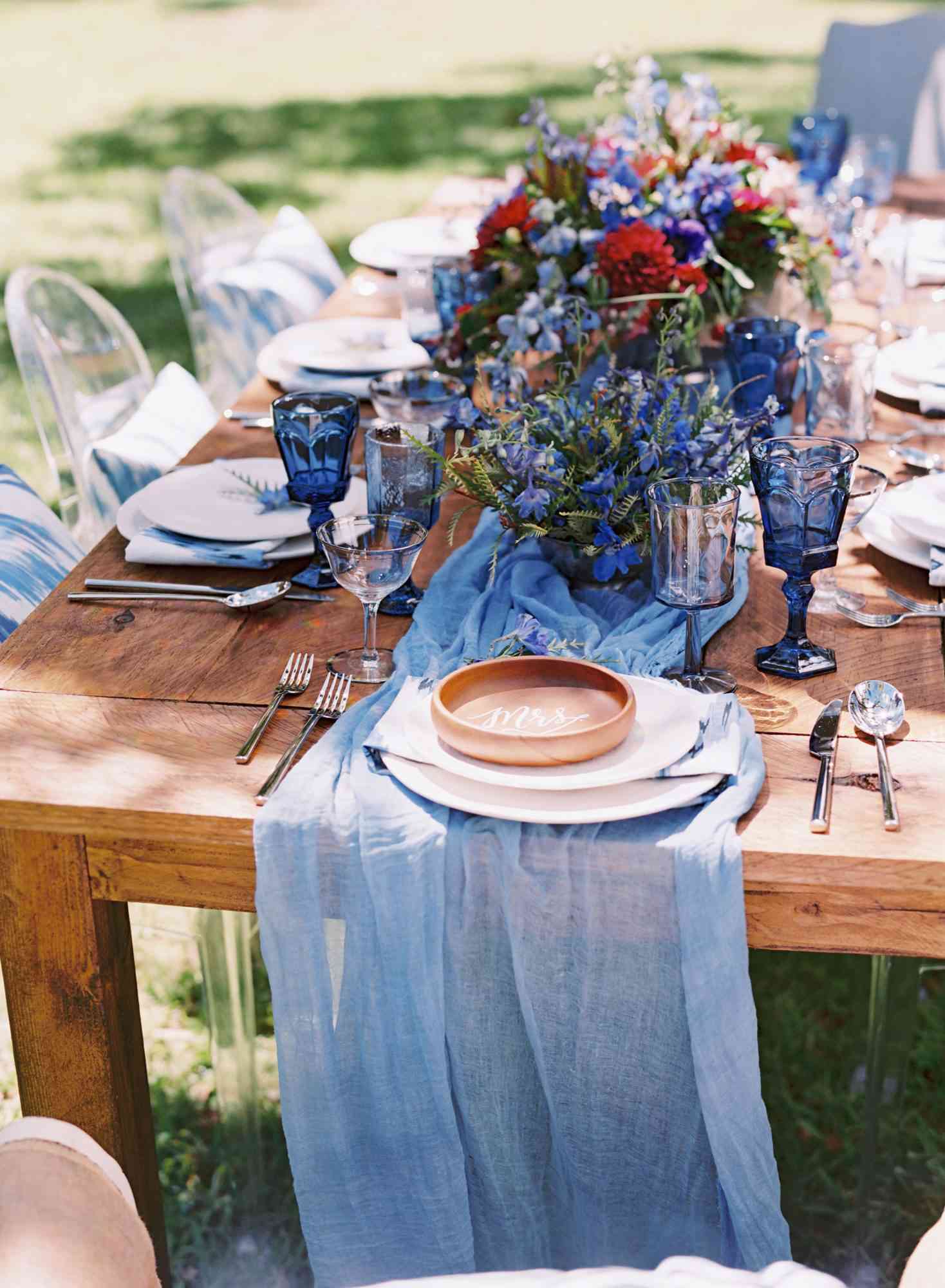 blue table settings