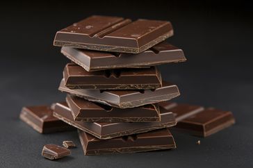 pieces of dark chocolate stacked
