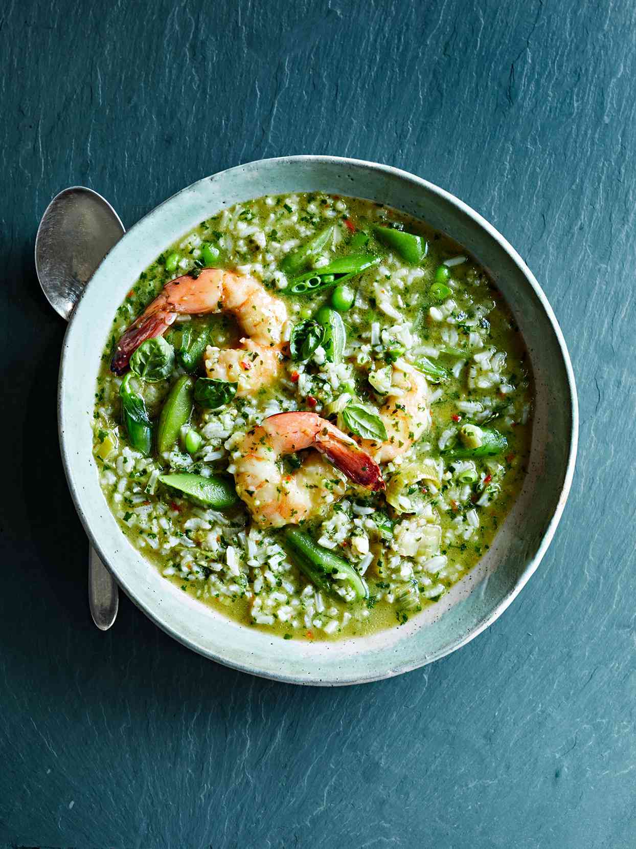 spicy green rice and shrimp