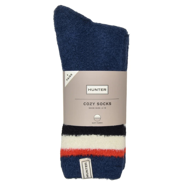 Packaged Hunter cozy socks with a striped design labeled as suitable for size 48