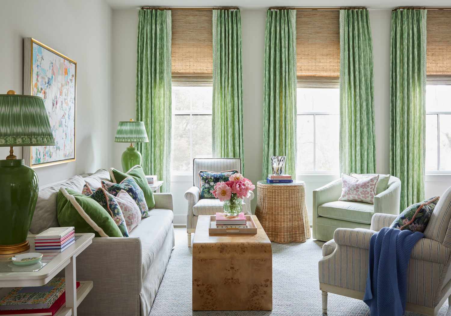 Living room curtains with trim
