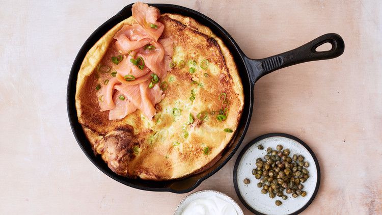 dutch baby with smoked salmon and capers