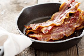 cooked bacon in cast iron skillet