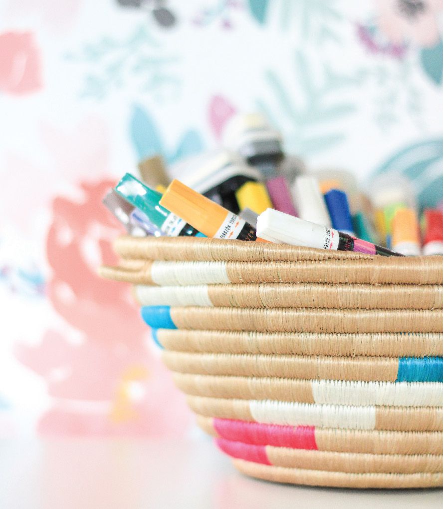 markers in basket
