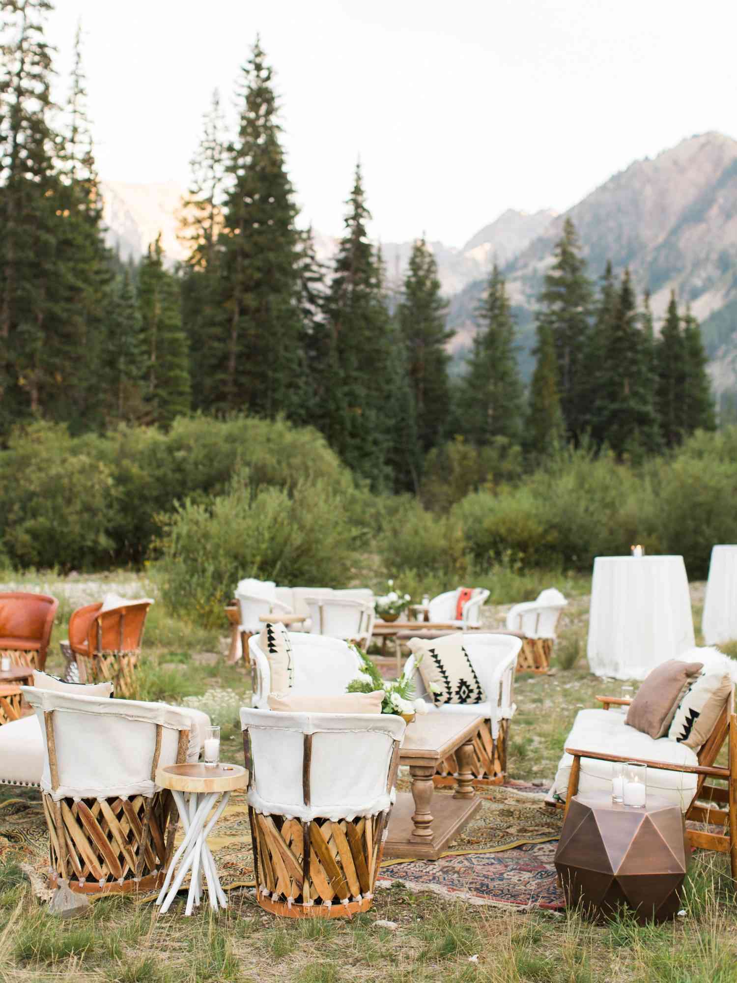 outdoor chairs tables cocktail hour