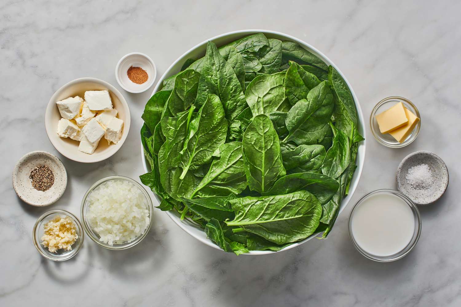 Ingredients for easy creamed spinach