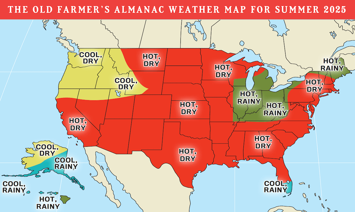 Old Farmer's Almanac summer forecast map