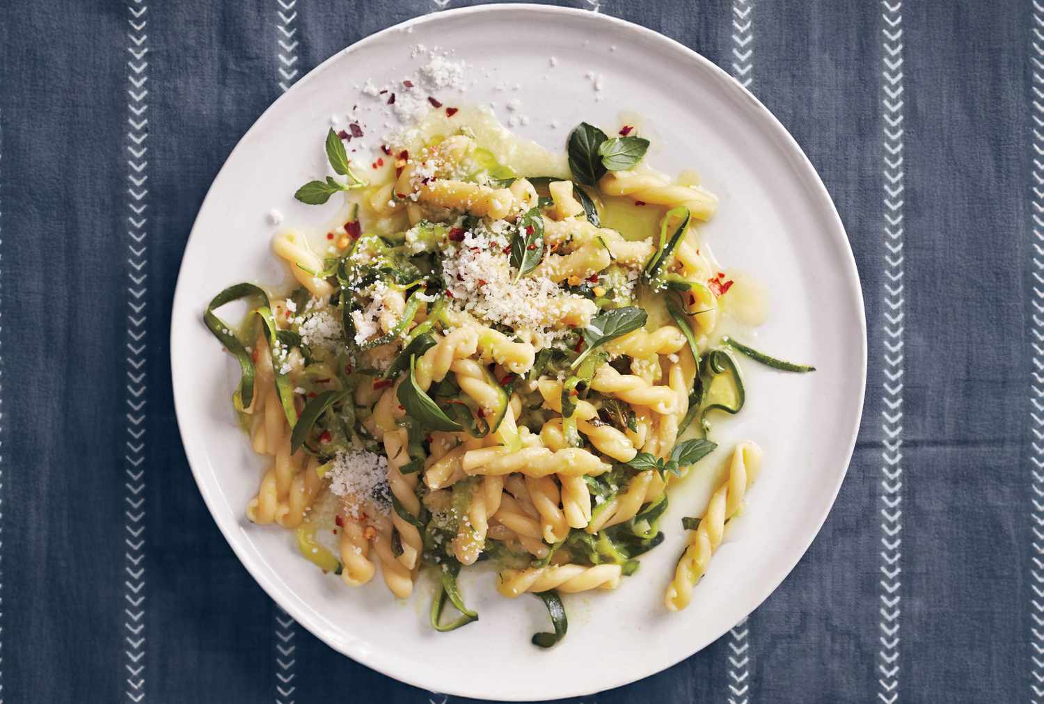 pasta with zucchini, mint, and pecorino