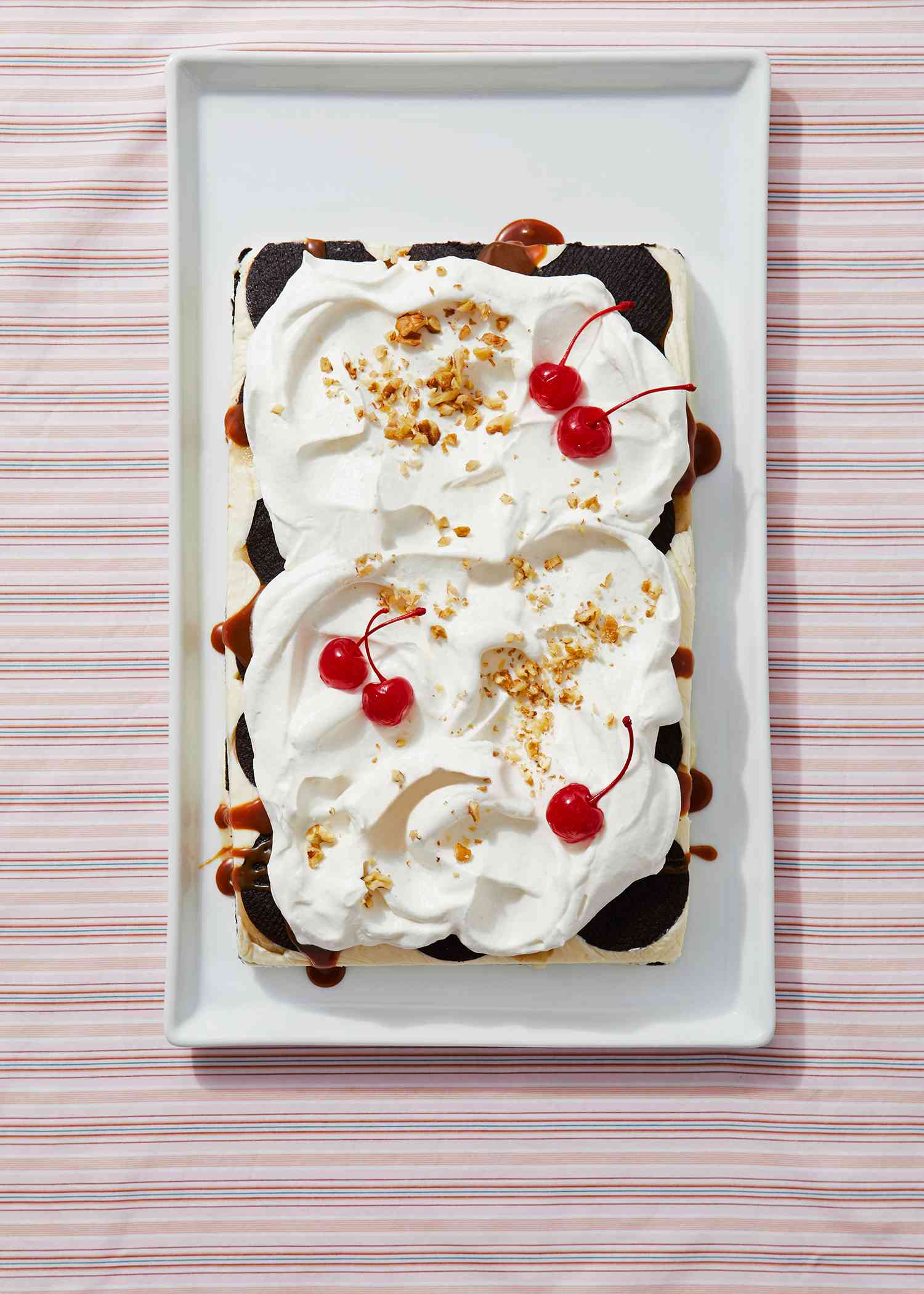 banana split ice cream sheet cake