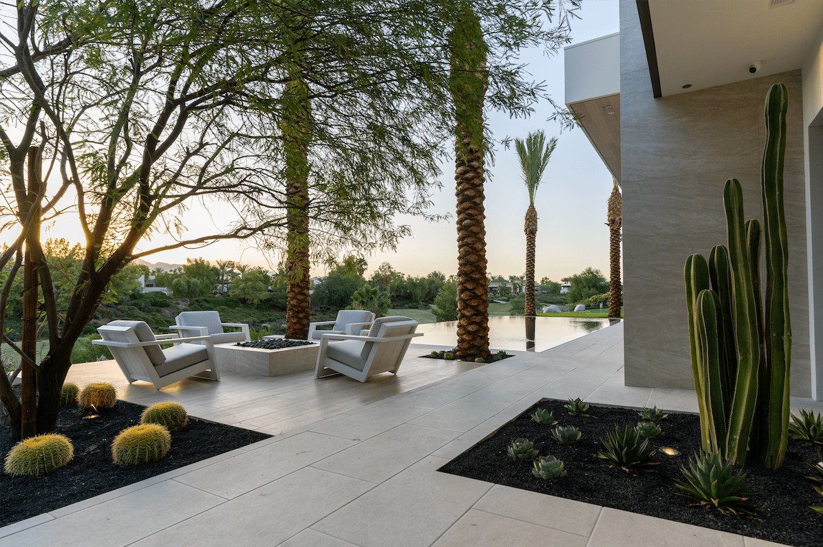 seating next to pool