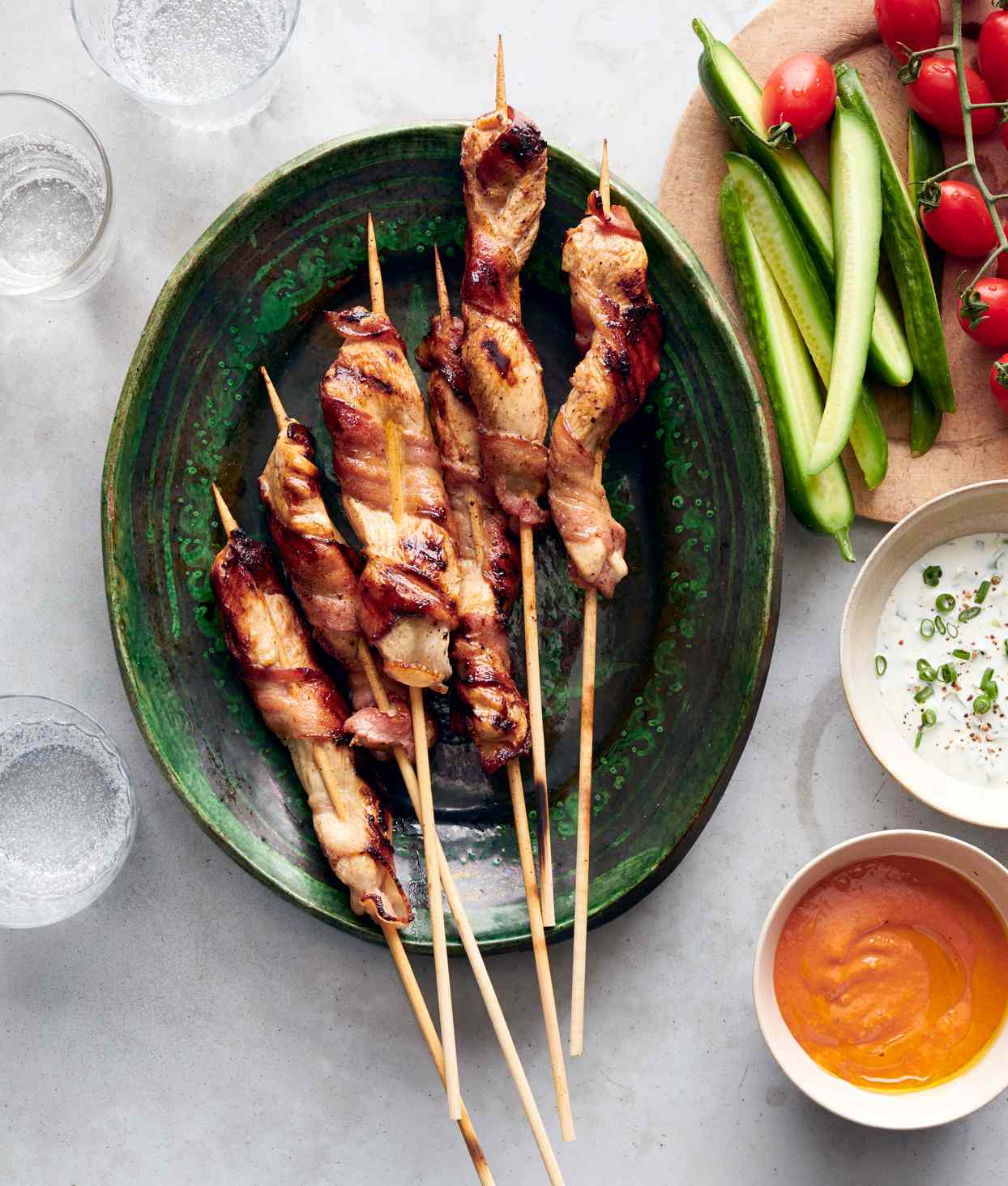 Grilled Buttermilk Chicken Tenders with Dipping Sauces
