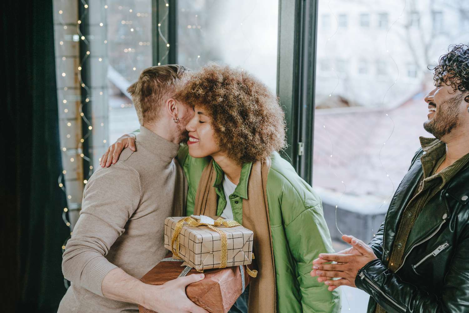 Greeting guests with gifts at door