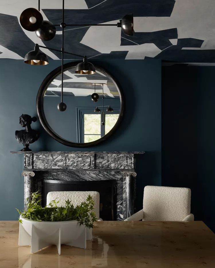 bust on fireplace mantel