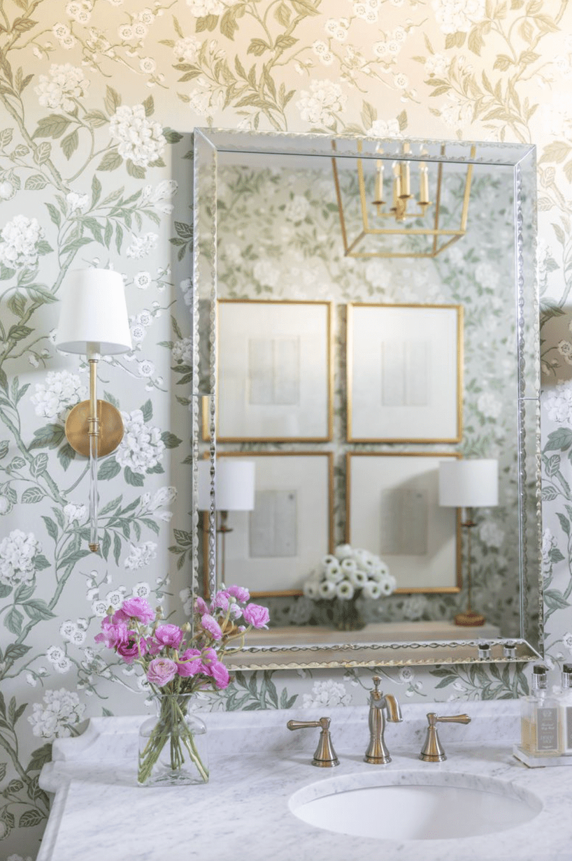 green floral powder bath