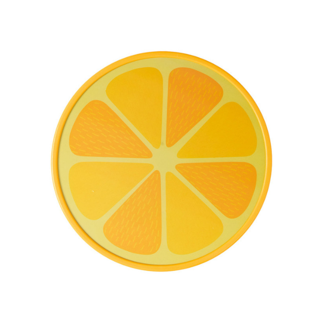 Circular tray with a citrus slice design