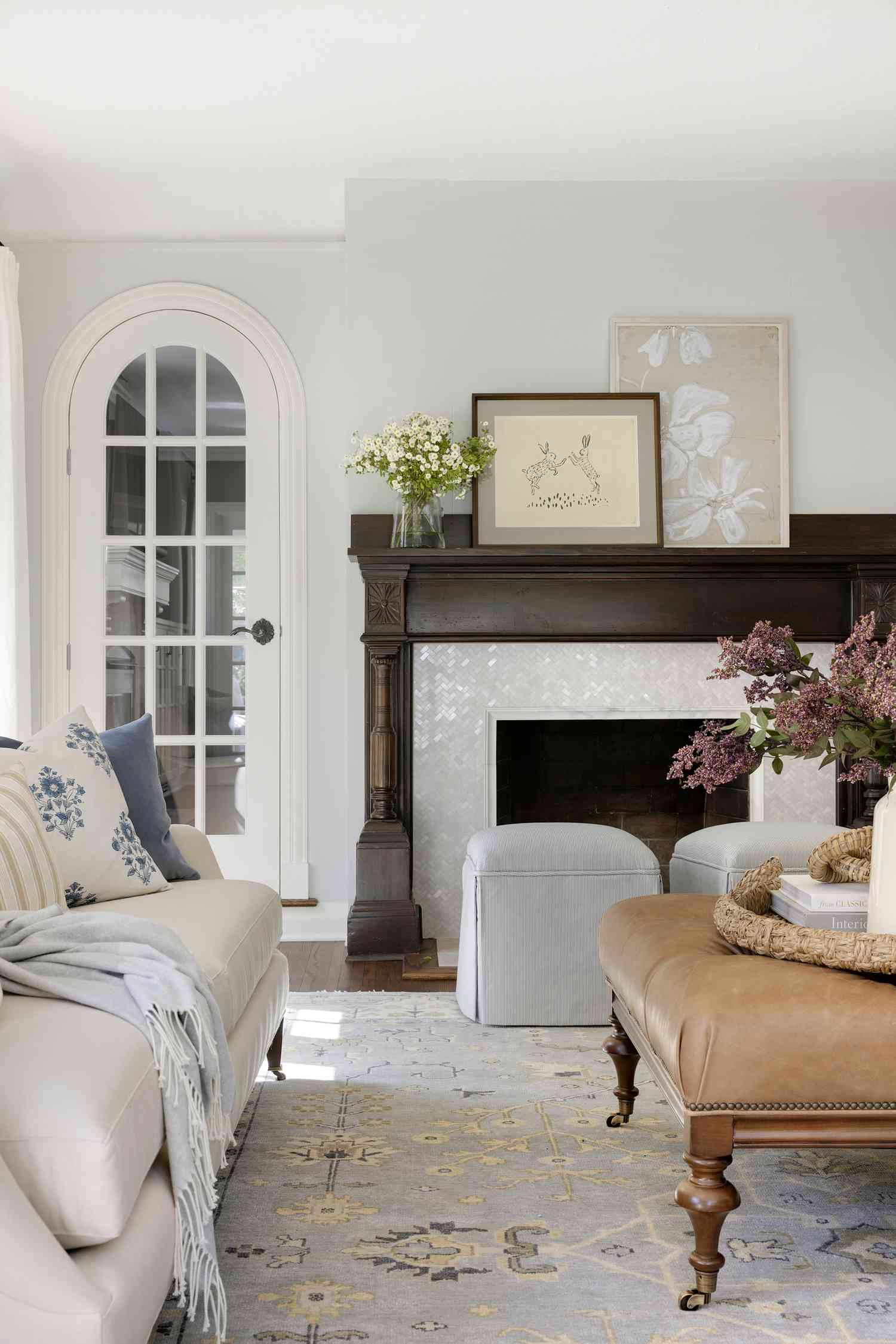 Handsome Vintage Mantel Frame with Fresh Flowers