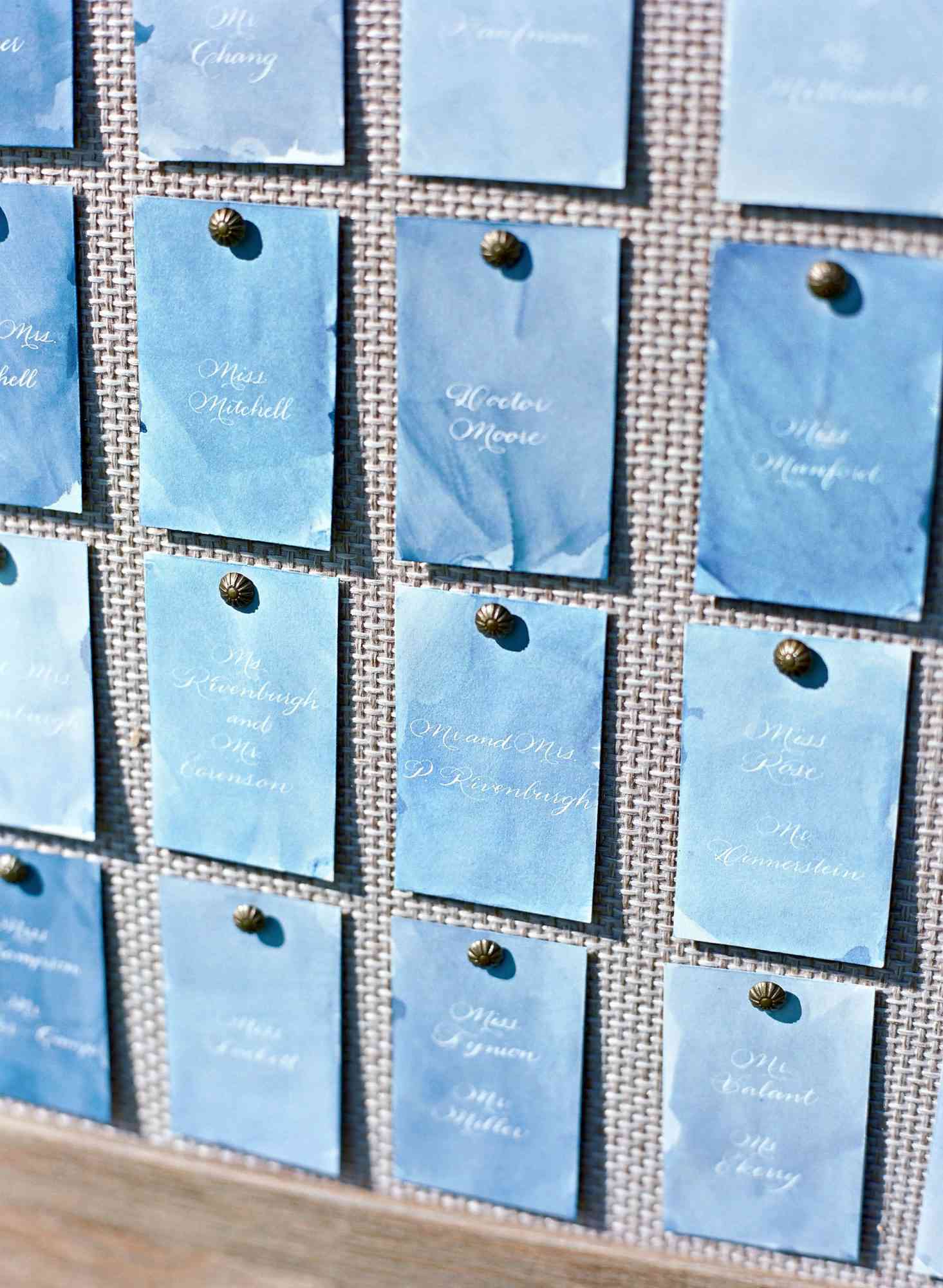 blue escort cards