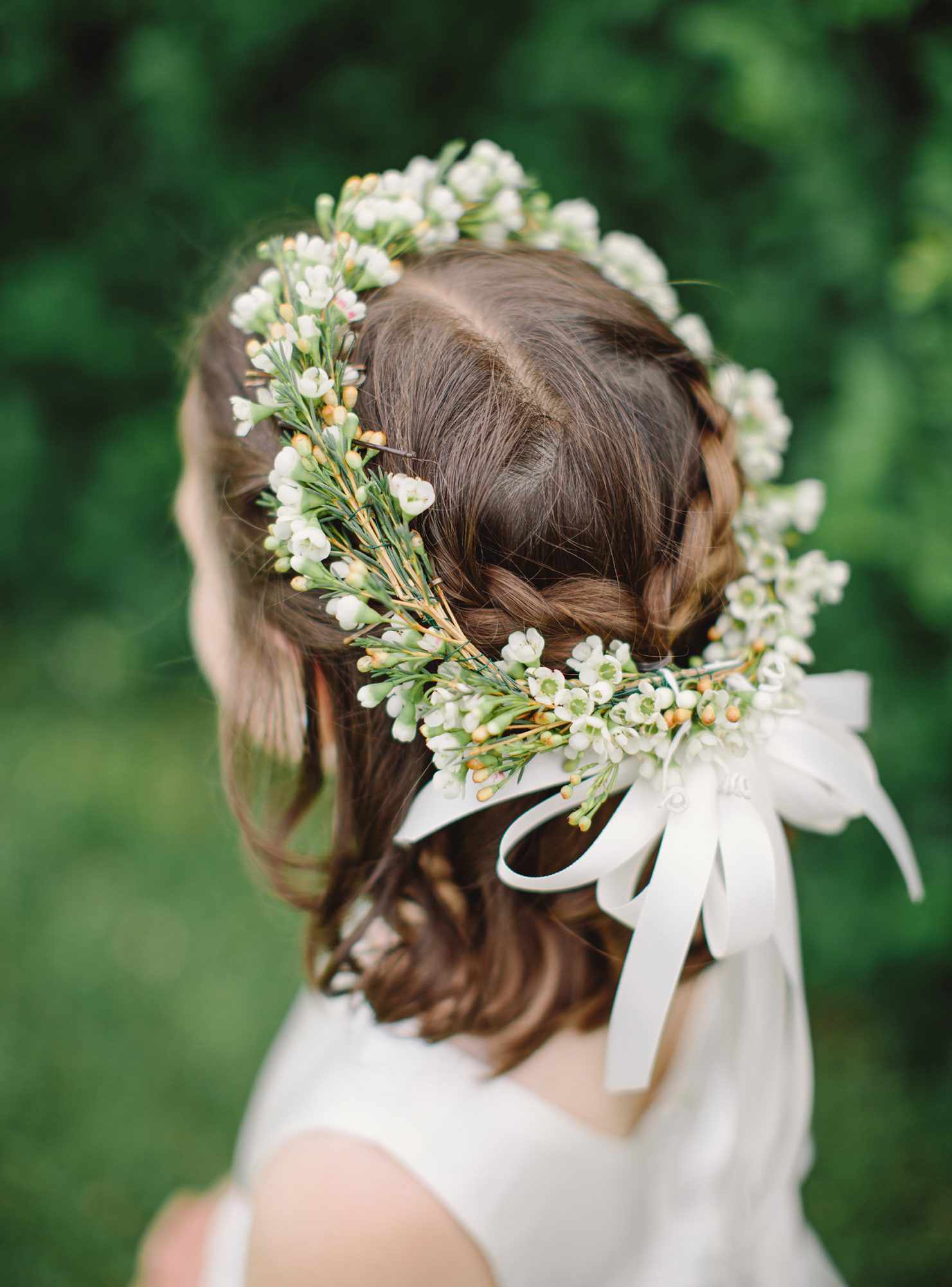 Flower Girl Hairstyle Crown Braid Half Up Half Down