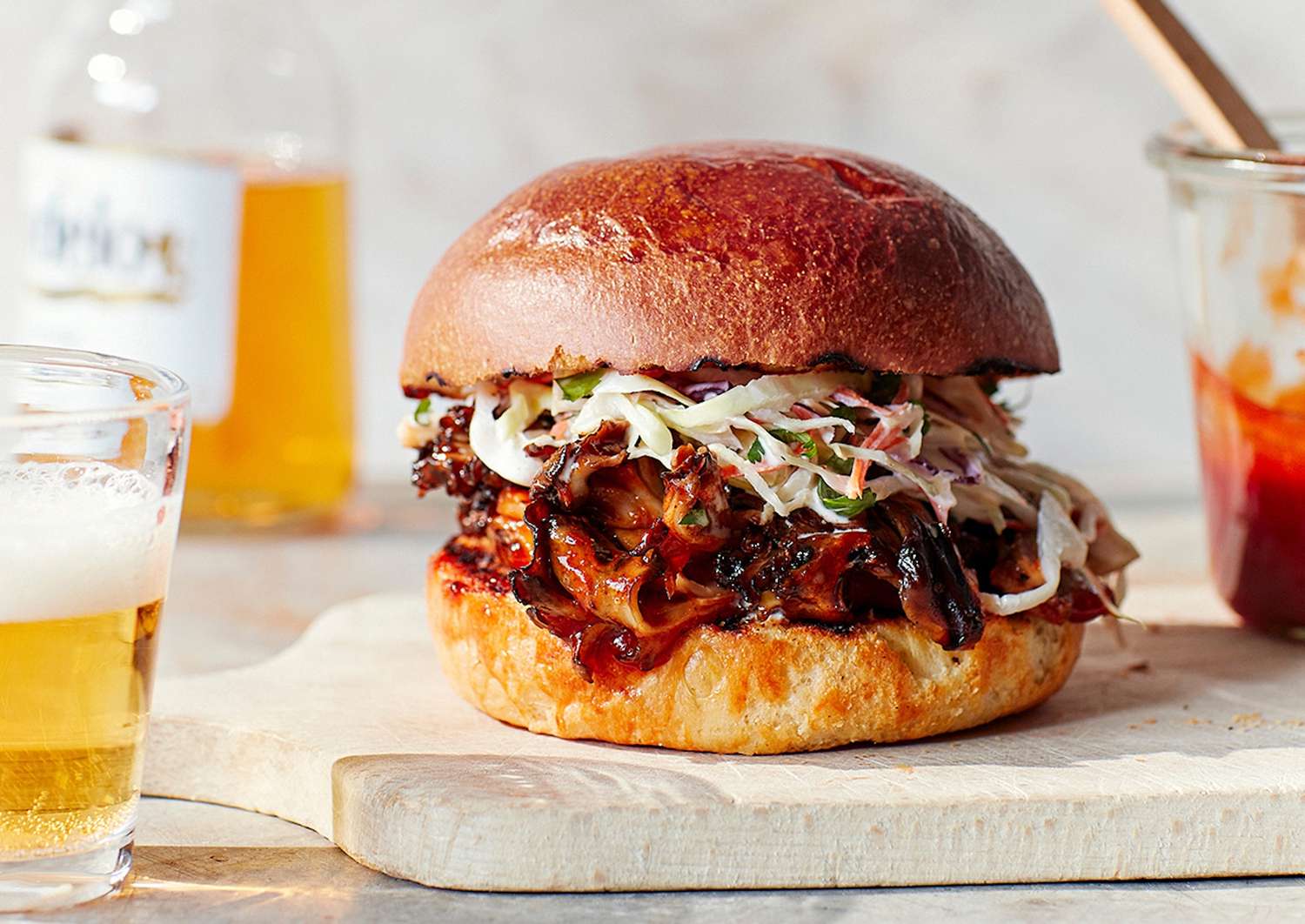 barbecue pulled mushroom sandwiches