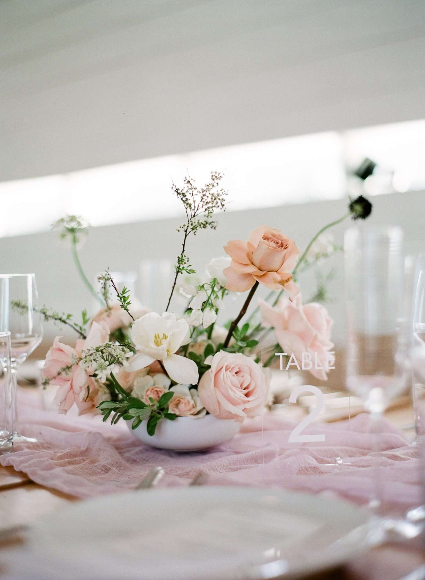 brittany peter wedding centerpiece pink flowers