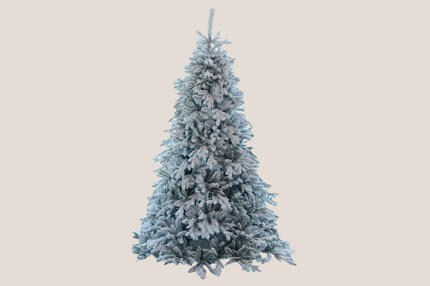 Queen FlockÂ® Artificial Christmas Tree with Warm White LED Lights