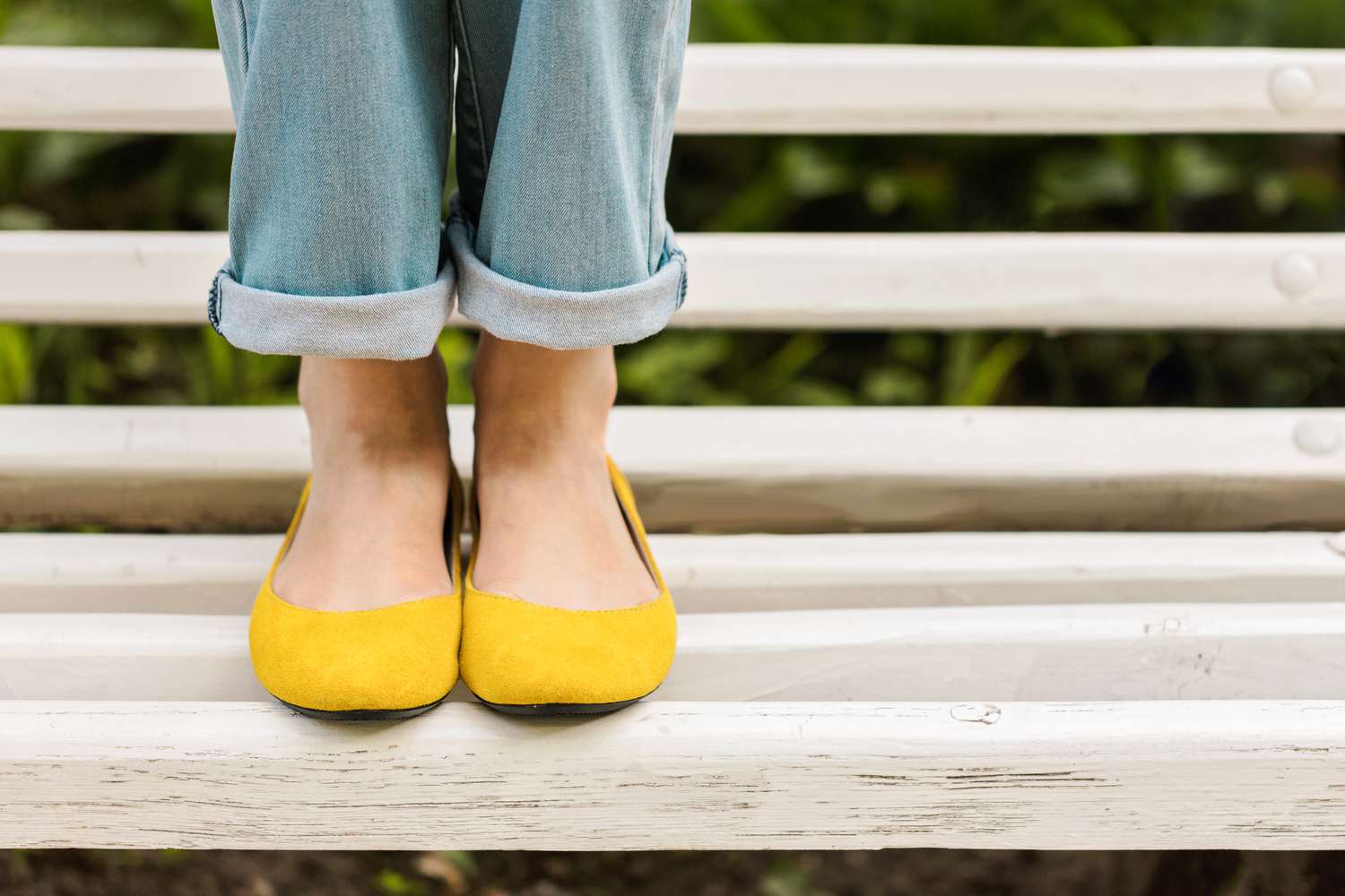 Suede yellow flats/shoes