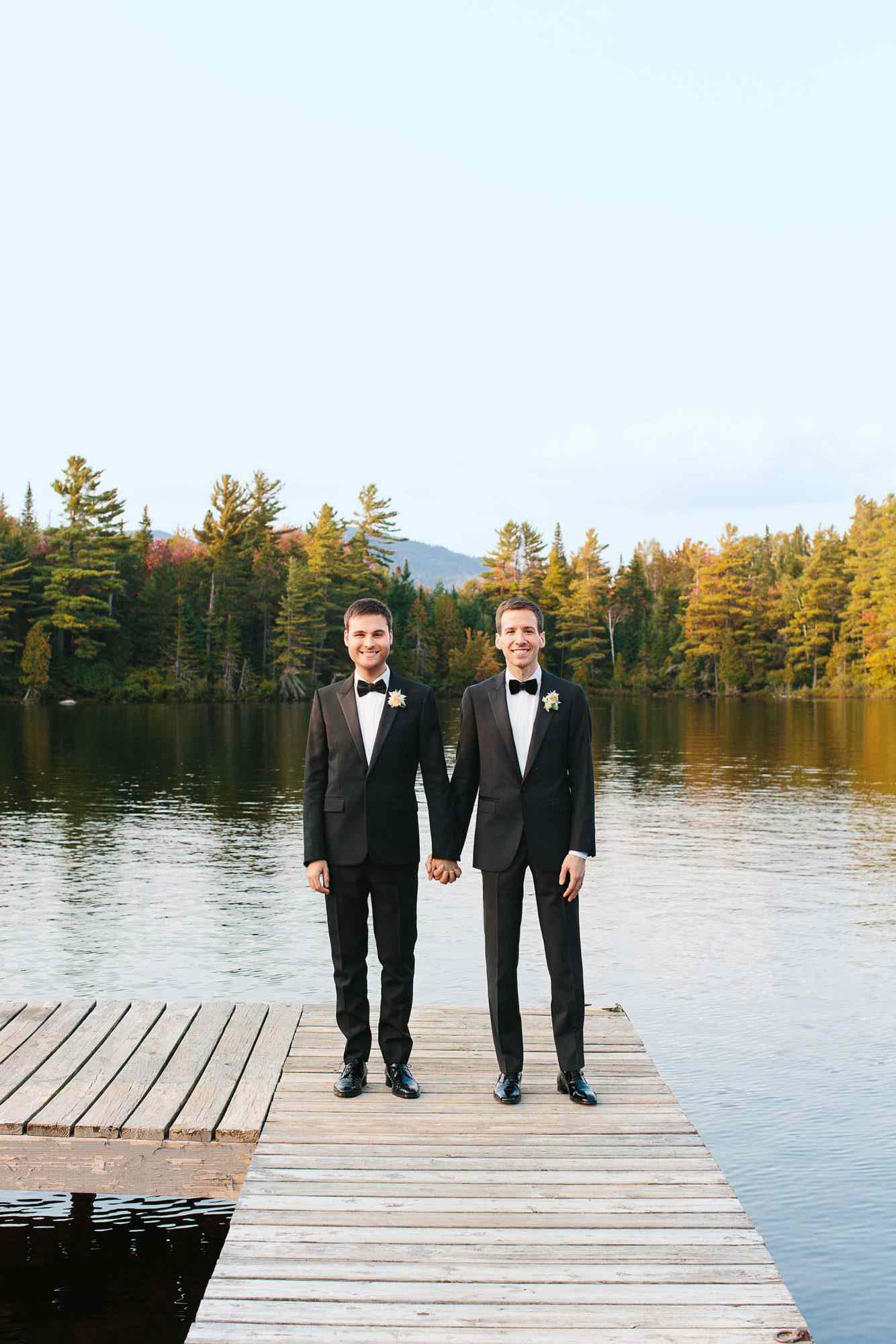 tory sean wedding lake placid new york couple grooms hands