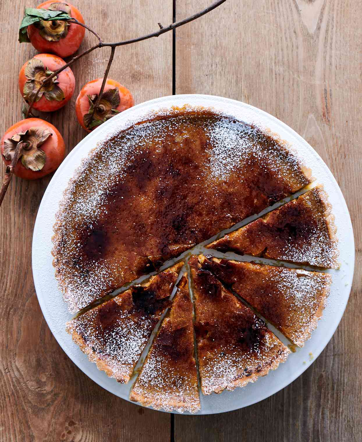 tomatoes beside persimmon tart