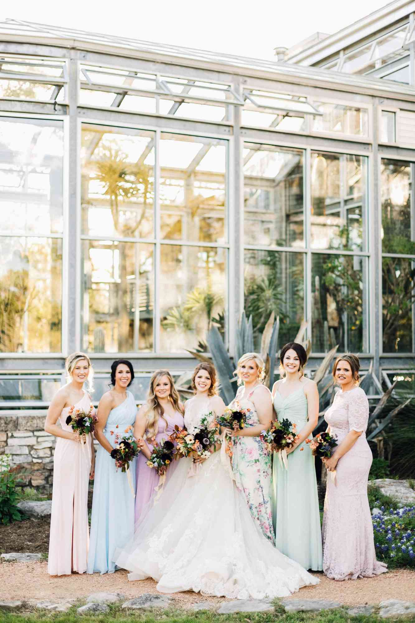 bride bridesmaids pastel colors