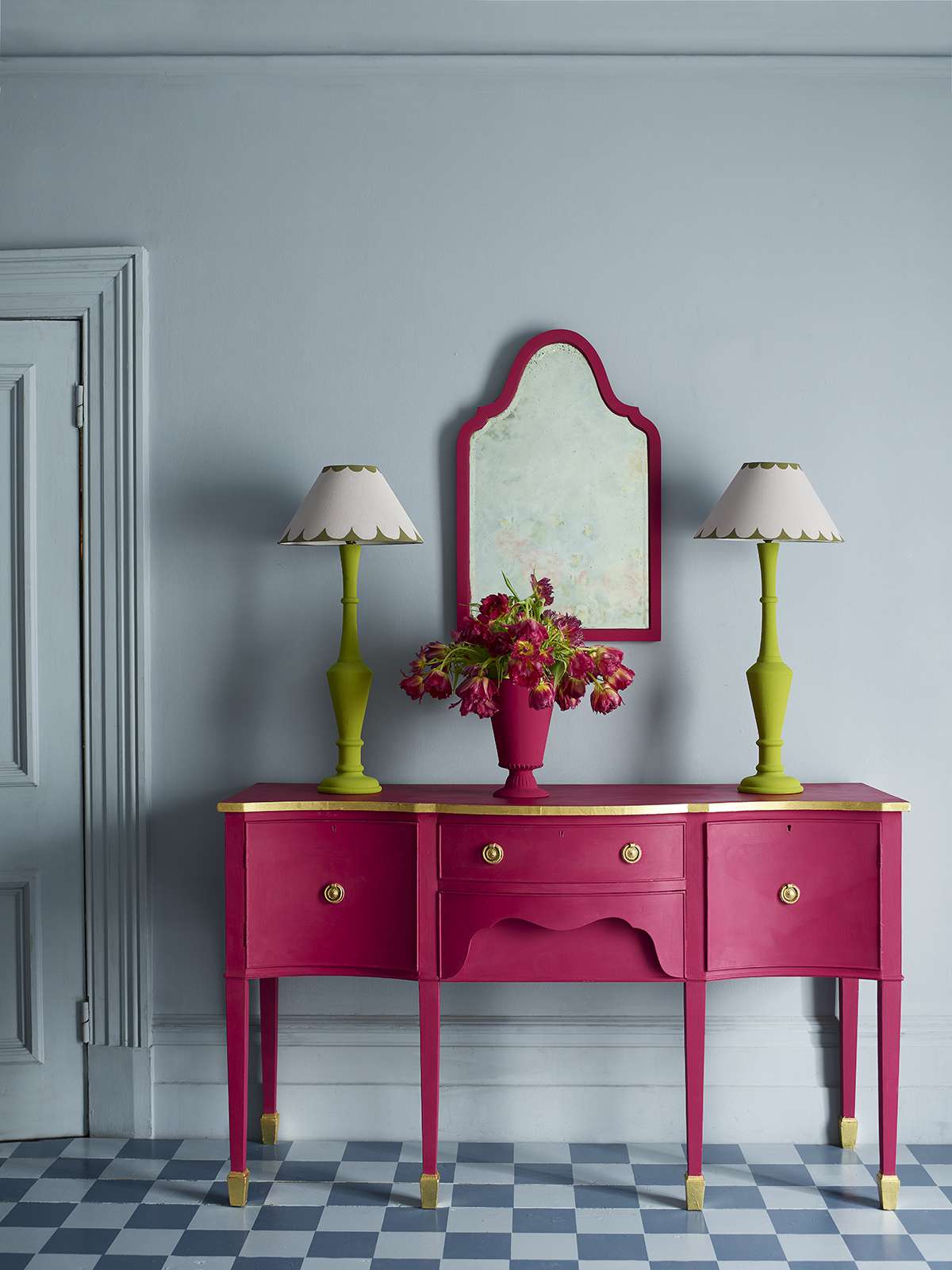 Louis Blue chalk paint mirror
