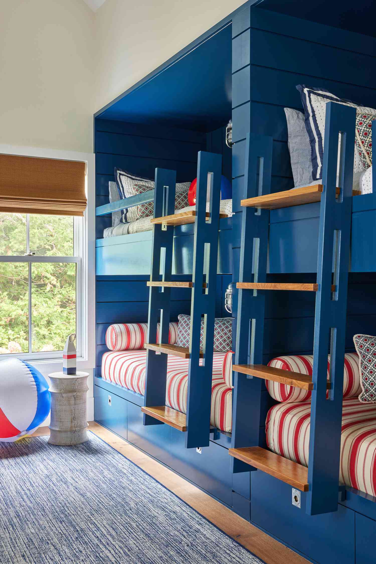 red, white, and blue kid's room