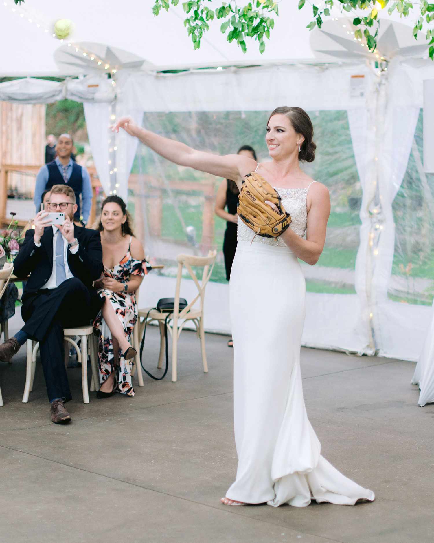 Casey Andrew Wedding Bride Playing Catch with Dad